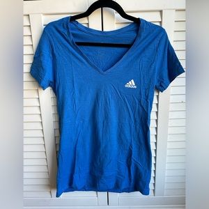 Adidas V Neck Blue Short Sleeve Tee